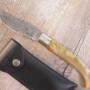 Coltello Arburesa in corno di muflone lama in damasco da scuoio (27cm)