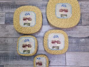 Cesto Portapane o portaoggetti quadrato Con Broccato azzurro Costume Sardo