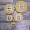 Cesto Portapane o portaoggetti quadrato Con Broccato bordo giallo Costume Sardo