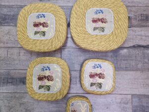 Cesto Portapane o portaoggetti quadrato Con Broccato bordo bianco Costume Sardo