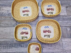 Cesto porta dolci oggetti quadrato Con Broccato Giallo Costume Sardo