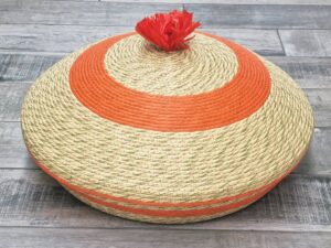 Cesto Portapane Carasau sardo rafia intrecciata Grande Arancio
