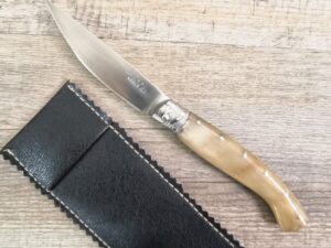 Coltello artigianale scanno Arburesa manico corno di montone con anima (20cm)
