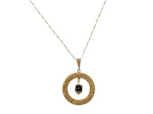 Collana con pendente filigrana circolare sarda bottoni su coccu con catenina