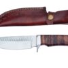 Coltello artigianale da scuoio manico in cuoio da caccia (25m)