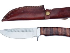 Coltello artigianale da scuoio manico in cuoio da caccia (25m)