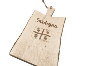 Tagliere grande in legno naturale abete con manico incisa bandiera 4 mori