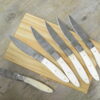 Set 6 Coltelli Pattada Da Tavola manico tibia lama damasco con custodia in legno