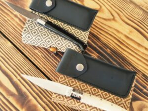 Coltello Pattada Manico in Corno Di bufalo o osso tibia con scatola regalo (24cm)