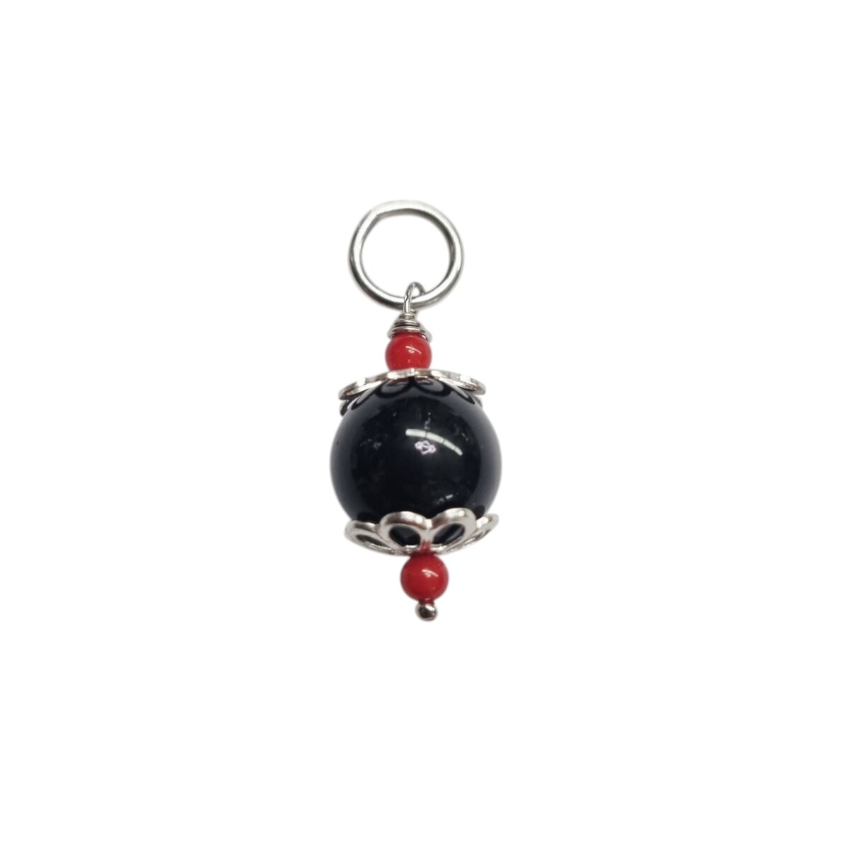 Ciondolo Su Coccu Con Corallo Medio (1Cm) In Argento Portafortuna - Lady M Sardegna Ciondolo Su Coccu Con Corallo Medio (1Cm) In Argento Portafortuna