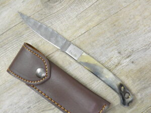 Coltello Pattada Con Blocco Lama In Damasco Manico In Corno Di Montone (23Cm)