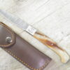 Coltello Pattada con blocco lama in damasco Manico in corno di montone (23cm)