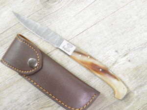 Coltello Pattada Con Blocco Lama In Damasco Manico In Corno Di Montone (23Cm)