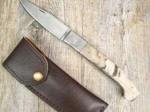 Coltello Pattada con blocco lama Manico in corno di montone (26,5cm)