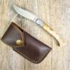 Coltello Artigianale arburesa manico corno di Montone da scuoio (17cm)