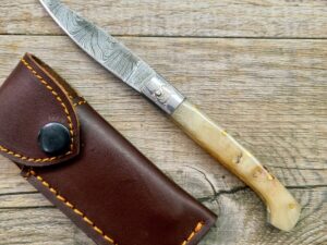 Coltello Pattada Damasco Manico In Corno Di Montone (17Cm)