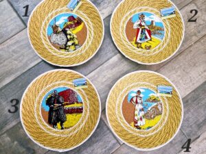 Cesto Canesto Sardo Da Parete O X Dolci Con Raffigurazioni Tradizionali Stampate Sul Sughero