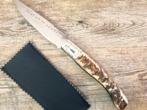 Coltello Artigianale Manico In Corno Di Muflone Grezzo Fiammato Da Scanno (24,5 Cm)