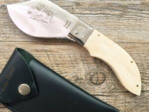Coltello Da Scuoio Manico Osso Di Tibia (20Cm) Con Incisione Cinghiale