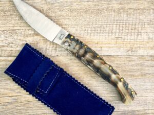 Coltello Artigianale manico in corno di muflone Grezzo da scanno pattada (24,5 cm)