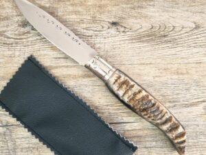 Coltello Artigianale Manico In Corno Di Muflone Grezzo Fiammato Da Scanno (23,5 Cm)