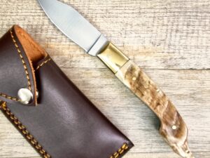 Coltello Fatto A Mano Foggia Antica Manico In Corno Di Montone Grezzo Con Fodero (21Cm)