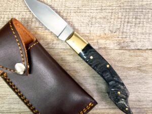 Coltello Fatto A Mano Foggia Antica Manico In Corno Di Montone Grezzo Con Fodero (21Cm)