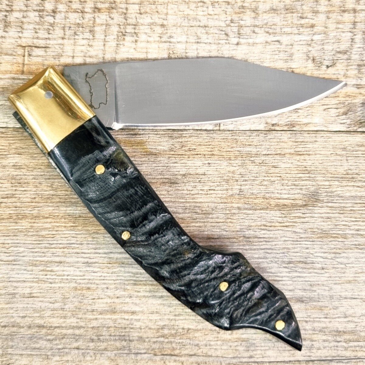 20261027_173018 Coltello Fatto A Mano Foggia Antica Manico In Corno Di Montone Grezzo Con Fodero (21Cm) - Lady M Sardegna