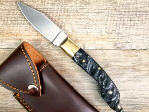 Coltello Fatto A Mano Foggia Antica Manico In Corno Di Montone Grezzo Con Fodero (21Cm)