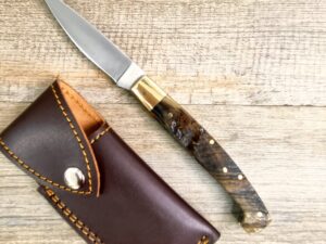 Coltello Fatto A Mano Tipo Pattada Manico In Corno Di Montone Grezzo Con Fodero (23,5Cm) (Copia)