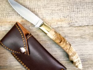 Coltello Fatto A Mano Foggia Antica Manico In Corno Di Montone Grezzo Con Fodero (23,5Cm)